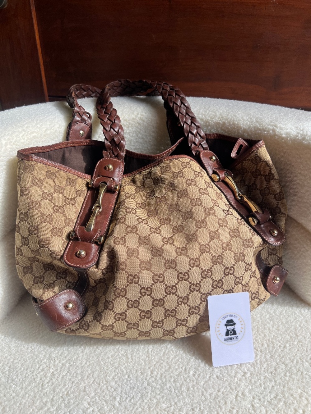 Authentic Gucci Pelham Braded Tote